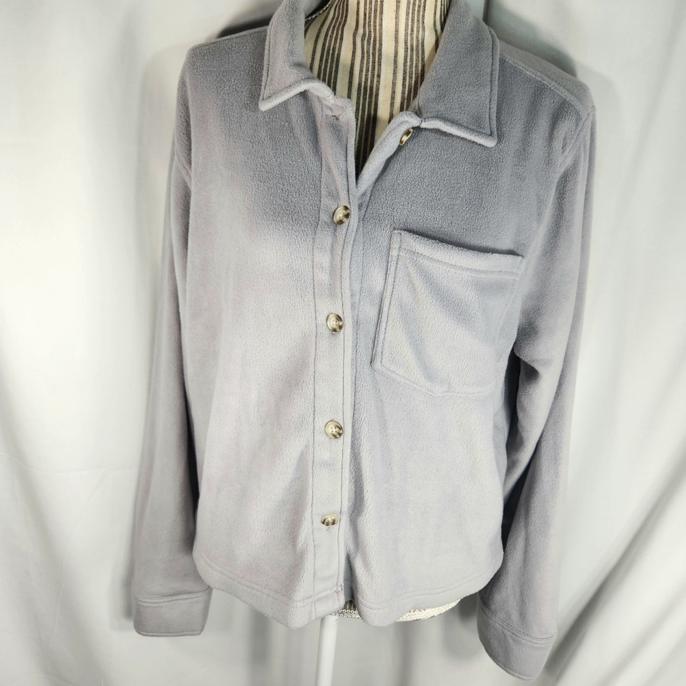 Wallflower Grey Button Down Fleece Shirt Jacket Size XLarge